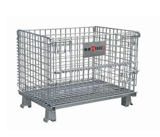 Collapsible Metal Mesh Containers Mobile Wire Mesh Stillage Wheels Optional 800*600*640mm