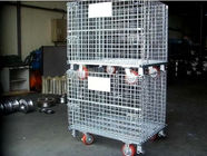 Material Handling Stackable Wire Container With Castors Warehouse Storage Cages