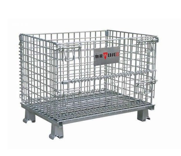 Collapsible Metal Mesh Containers Mobile Wire Mesh Stillage Wheels Optional 800*600*640mm