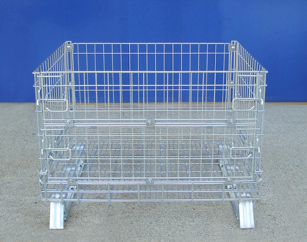 Portable Wire Container Storage Cages With Self Locking Handles